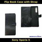 Book Flip Case with Strap For Sony Xperia 5 J8210 Slim Fit Look